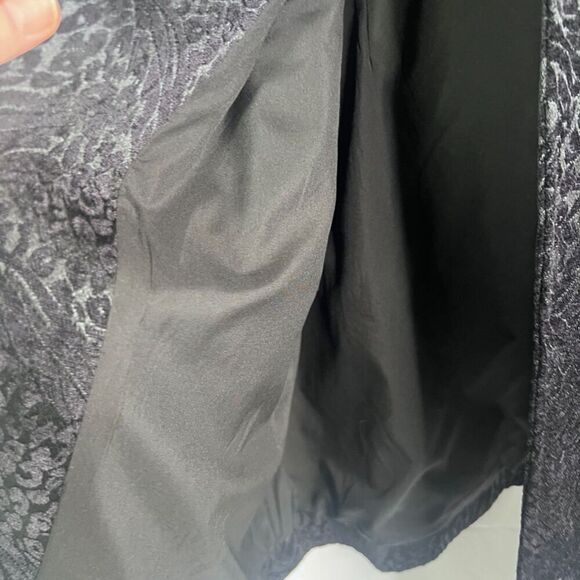 Chico's Black Velvet Jacquard Brocade Lined Duster Dressy Evening Jacket 3/LG - Picture 7 of 10